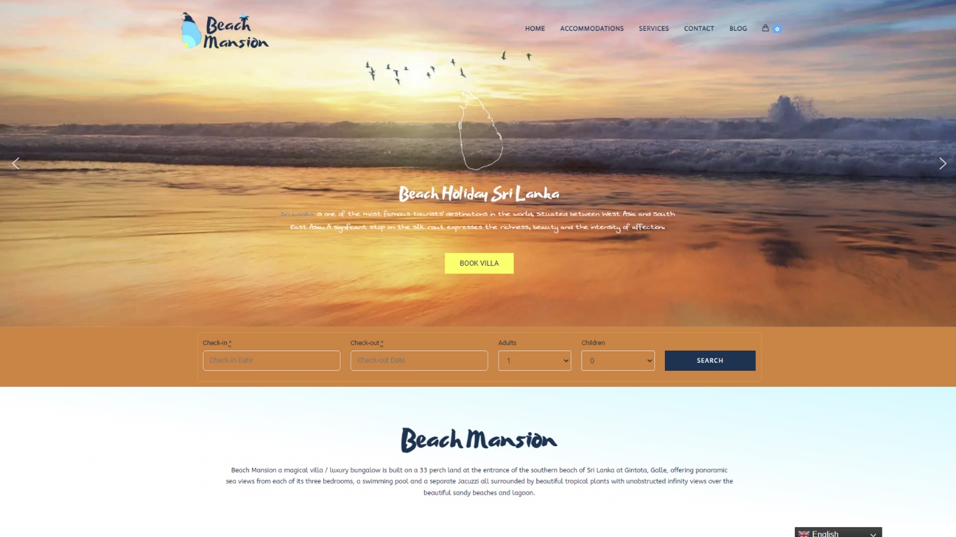 Beach Mansion France Web design project